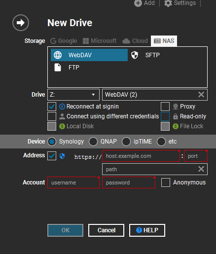 RaiDrive setting